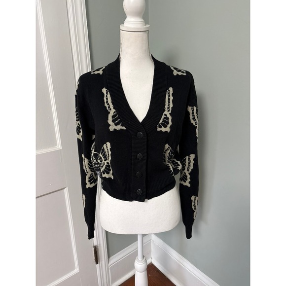 Hot Topic Sweaters - Lurking Class Hot Topic Black Skull Butterfly Cardigan Size XS